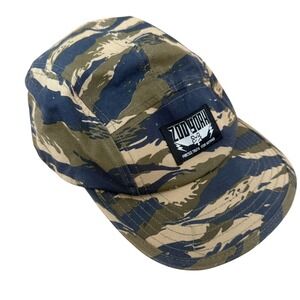 Zoo York Camo 5 Panel Hat Tiger Stripe Streetwear Green Blue Y2K military